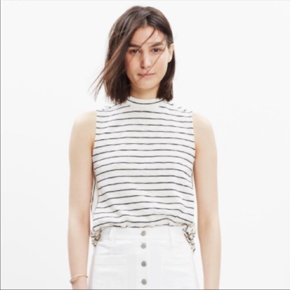 Madewell Mock Neck Striped Tank